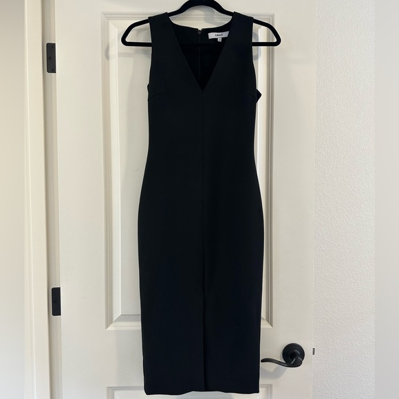 LIKELY BLACK CLASSY V NECK MIDI DRESS - Picture 3 of 4
